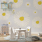 Papier peint Groupe de fleurs blanches et jaunes