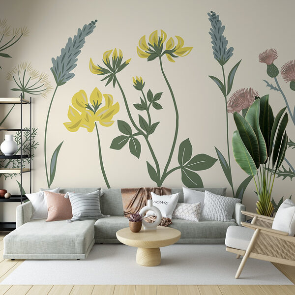 Illustration florale délicate dans des tons doux Papier peint Illustration florale délicate dans des tons doux