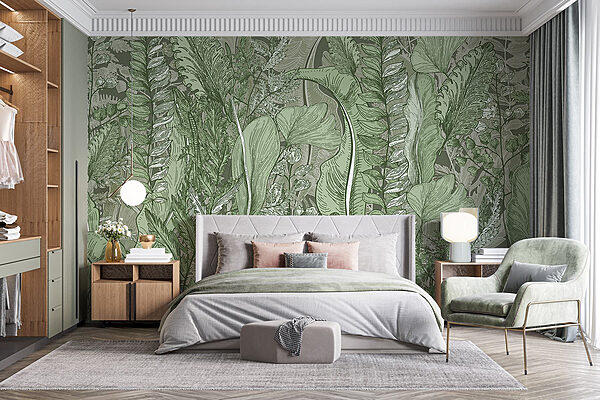 La verdure luxuriante remplit la toile Papier peint La verdure luxuriante remplit la toile