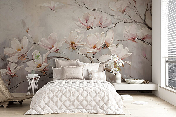Peinture de fleurs sur une branche Papier peint Peinture de fleurs sur une branche