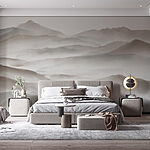 Papier peint Paysage brumeux de collines