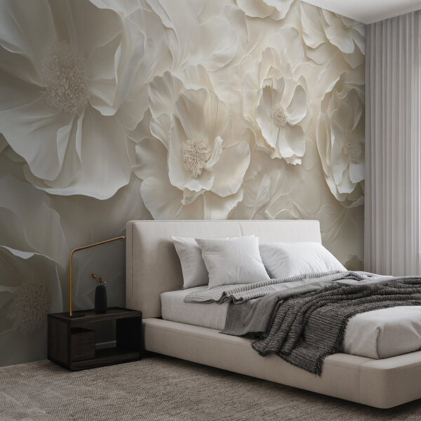 Papier peint Papier peint Papier peint fleurs blanches (UGS : w08562)