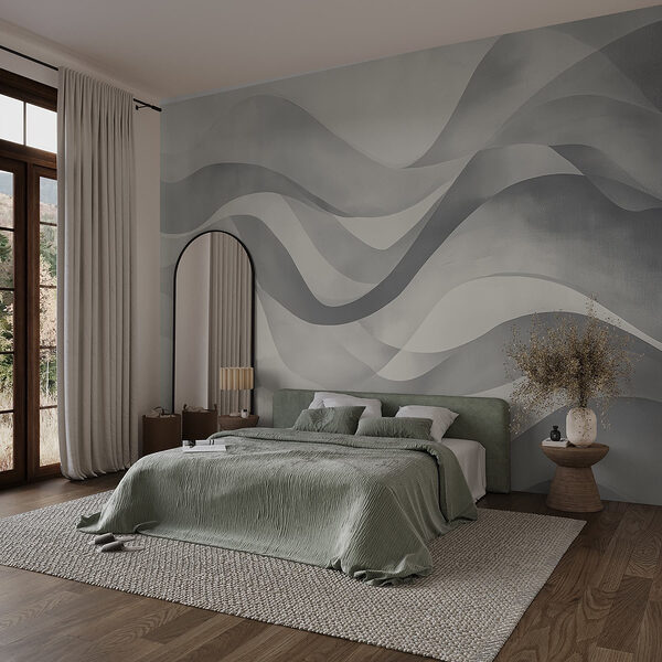Fond gris et blanc avec lignes ondulées Papier peint Fond gris et blanc avec lignes ondulées