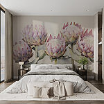 Papier peint Groupe de fleurs avec feuilles