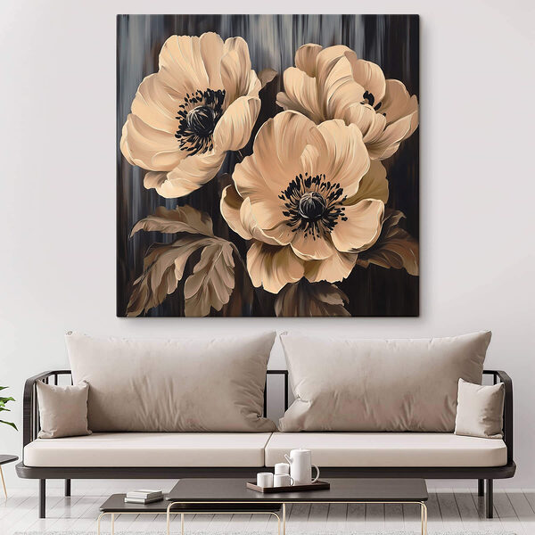 Peinture de fleurs sur fond noir Tableaux Peinture de fleurs sur fond noir