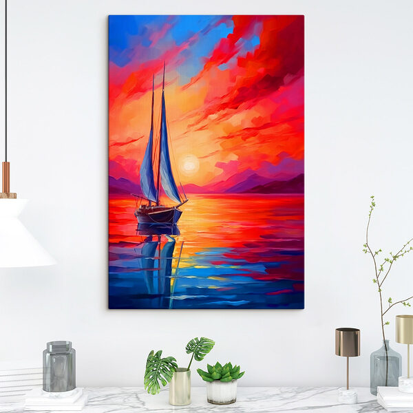 Peinture d'un voilier dans l'eau Tableaux Peinture d'un voilier dans l'eau