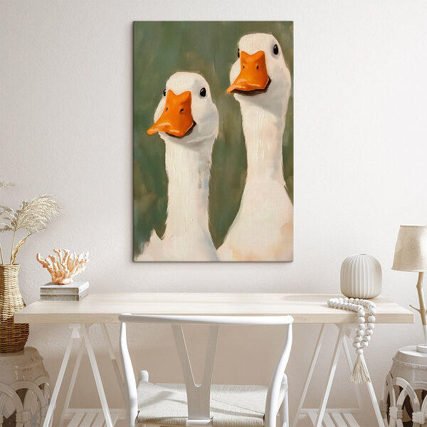 Peinture de deux canards blancs Tableaux Peinture de deux canards blancs