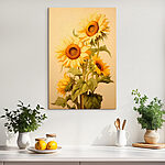 Tableaux Peinture de tournesols sur fond blanc