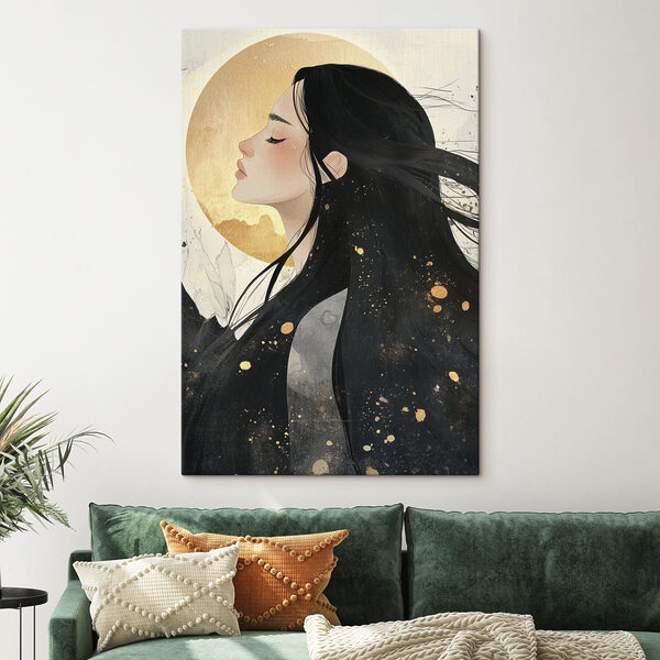 Une beauté éthérée dans une contemplation tranquille Tableaux Une beauté éthérée dans une contemplation tranquille