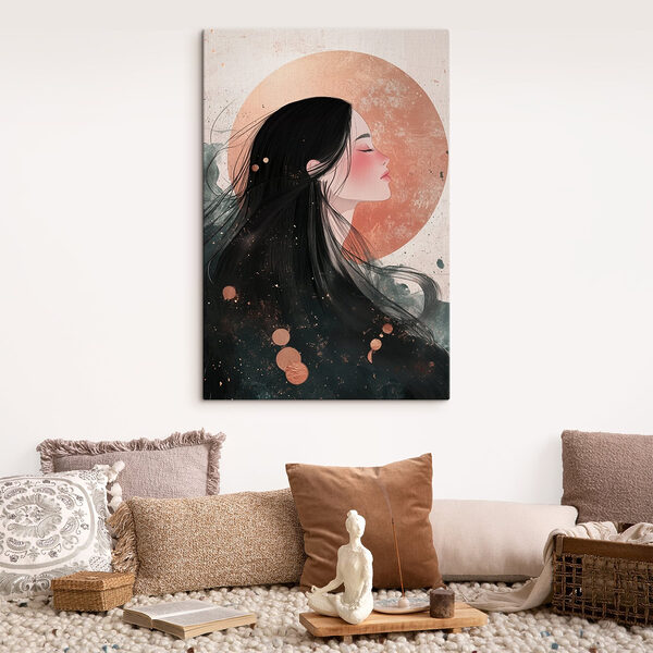 Femme aux longs cheveux noirs Tableaux Femme aux longs cheveux noirs