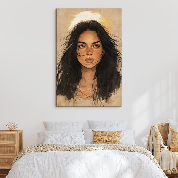 Femme aux longs cheveux noirs Tableaux Femme aux longs cheveux noirs