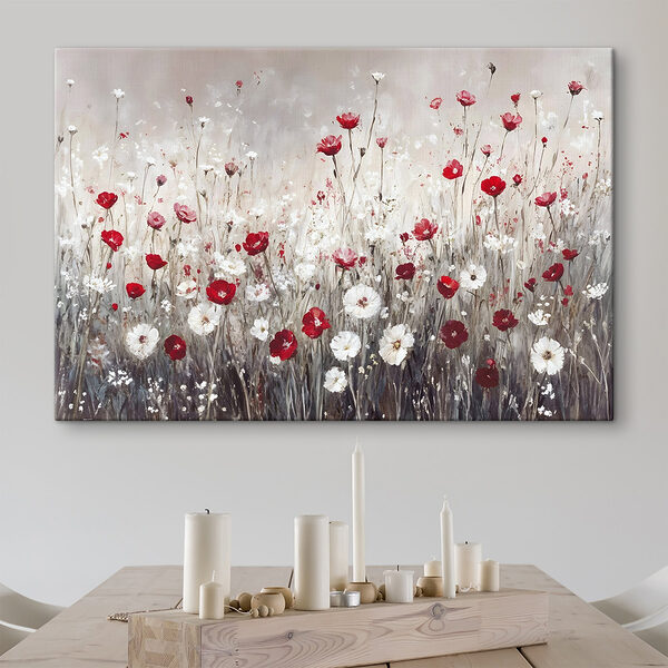Peinture de fleurs rouges et blanches Tableaux Peinture de fleurs rouges et blanches