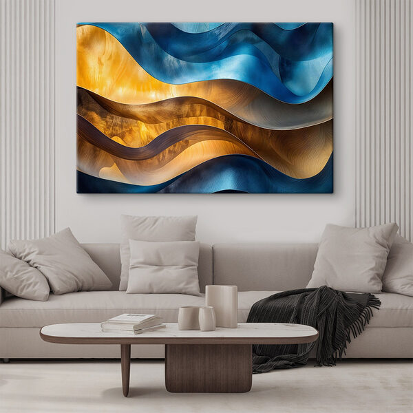 Lignes ondulées bleues et jaunes Tableaux Lignes ondulées bleues et jaunes