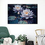 Tableaux Groupe de fleurs blanches dans un étang