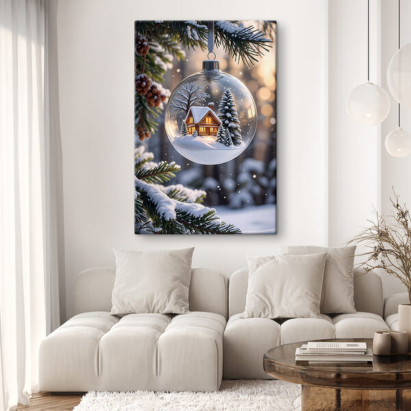 Boule de verre avec une maison et des arbres à l'intérieur Tableaux Boule de verre avec une maison et des arbres à l'intérieur