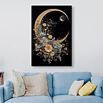 Tableaux Lune avec fleurs et feuilles