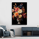 Tableaux Vase de fleurs sur fond noir