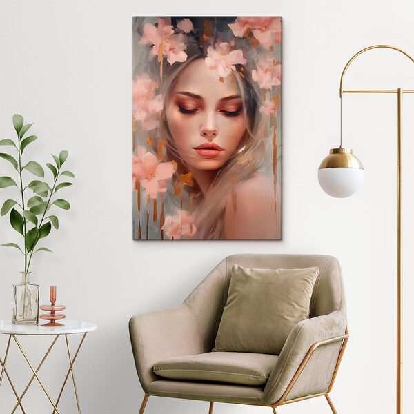 Peinture d'une femme avec des fleurs dans les cheveux Tableaux Peinture d'une femme avec des fleurs dans les cheveux