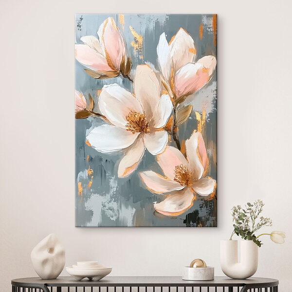 Peinture de fleurs sur fond bleu Tableaux Peinture de fleurs sur fond bleu