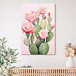 Tableaux Peinture d'un cactus avec des fleurs