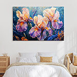 Tableaux Peinture de fleurs aux pétales jaunes et violets