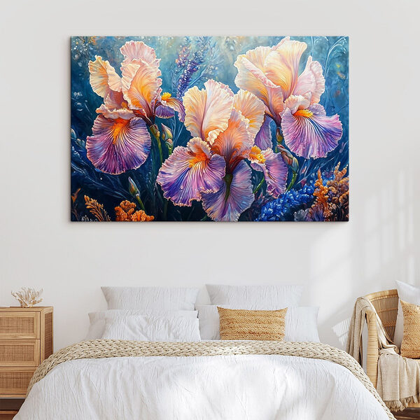 Peinture de fleurs aux pétales jaunes et violets Tableaux Peinture de fleurs aux pétales jaunes et violets