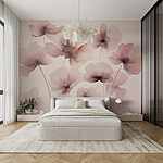 Papier peint Groupe de fleurs sur fond blanc