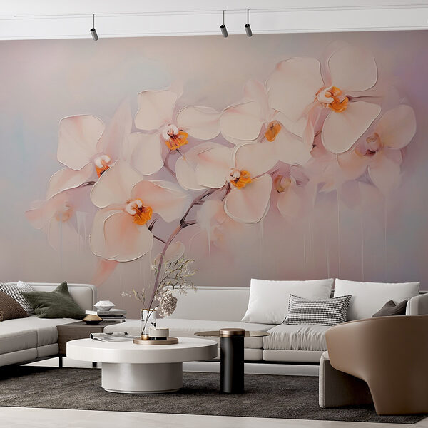 Peinture de fleurs blanches Papier peint Peinture de fleurs blanches
