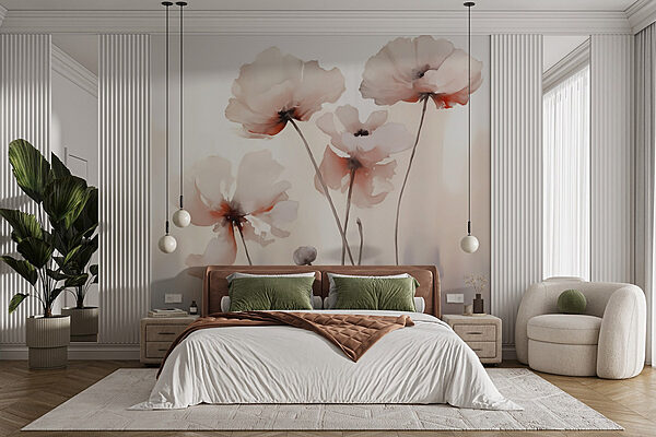 Groupe de fleurs sur tiges Papier peint Groupe de fleurs sur tiges