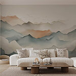 Papier peint Paysage de montagnes avec nuages