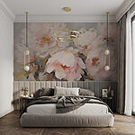 Papier peint Peinture de fleurs sur une surface blanche