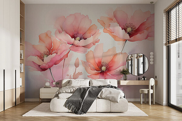 Peinture de fleurs sur fond blanc Papier peint Peinture de fleurs sur fond blanc