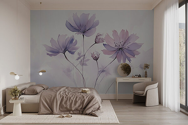 Groupe de fleurs violettes Papier peint Groupe de fleurs violettes