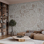 Papier peint Mandala blanc sur une surface brune