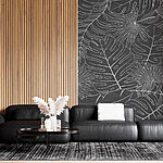 Papier peint Motif de feuilles sur fond gris
