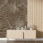 Papier peint Motif floral marron et blanc