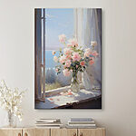 Tableaux Vase de fleurs devant une fenêtre