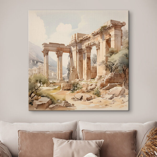 Peinture d'un bâtiment en pierre avec des colonnes Tableaux Peinture d'un bâtiment en pierre avec des colonnes