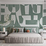 Papier peint Art blanc et gris