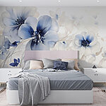 Papier peint Peinture de fleurs sur fond blanc