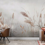 Papier peint Herbes douces dans un paysage brumeux