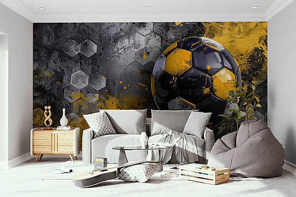 Ballon de football sur un mur Papier peint Ballon de football sur un mur