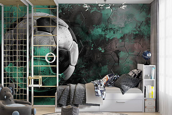 Ballon de football sur fond vert et noir Papier peint Ballon de football sur fond vert et noir