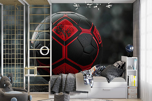 Ballon de football noir et rouge Papier peint Ballon de football noir et rouge