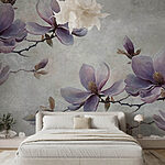 Papier peint Peinture de fleurs sur une branche