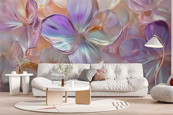 Groupe de fleurs sur une surface Papier peint Groupe de fleurs sur une surface