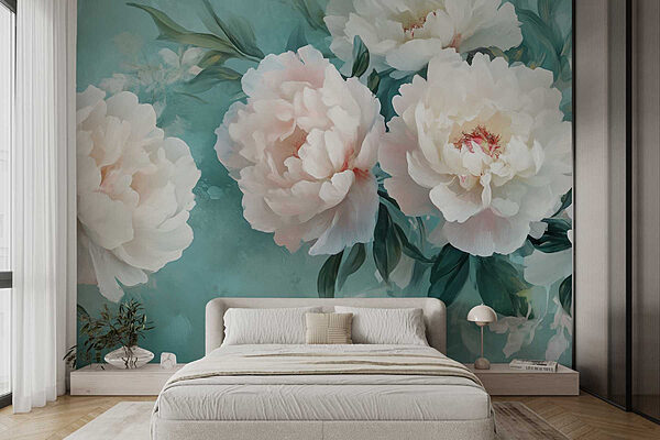 Groupe de fleurs blanches Papier peint Groupe de fleurs blanches