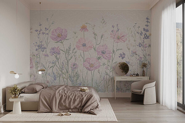 Fleurs délicates dans des tons pastels Papier peint Fleurs délicates dans des tons pastels