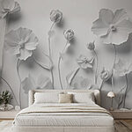 Papier peint Groupe de fleurs blanches