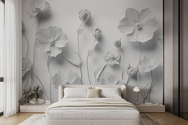 Groupe de fleurs blanches Papier peint Groupe de fleurs blanches